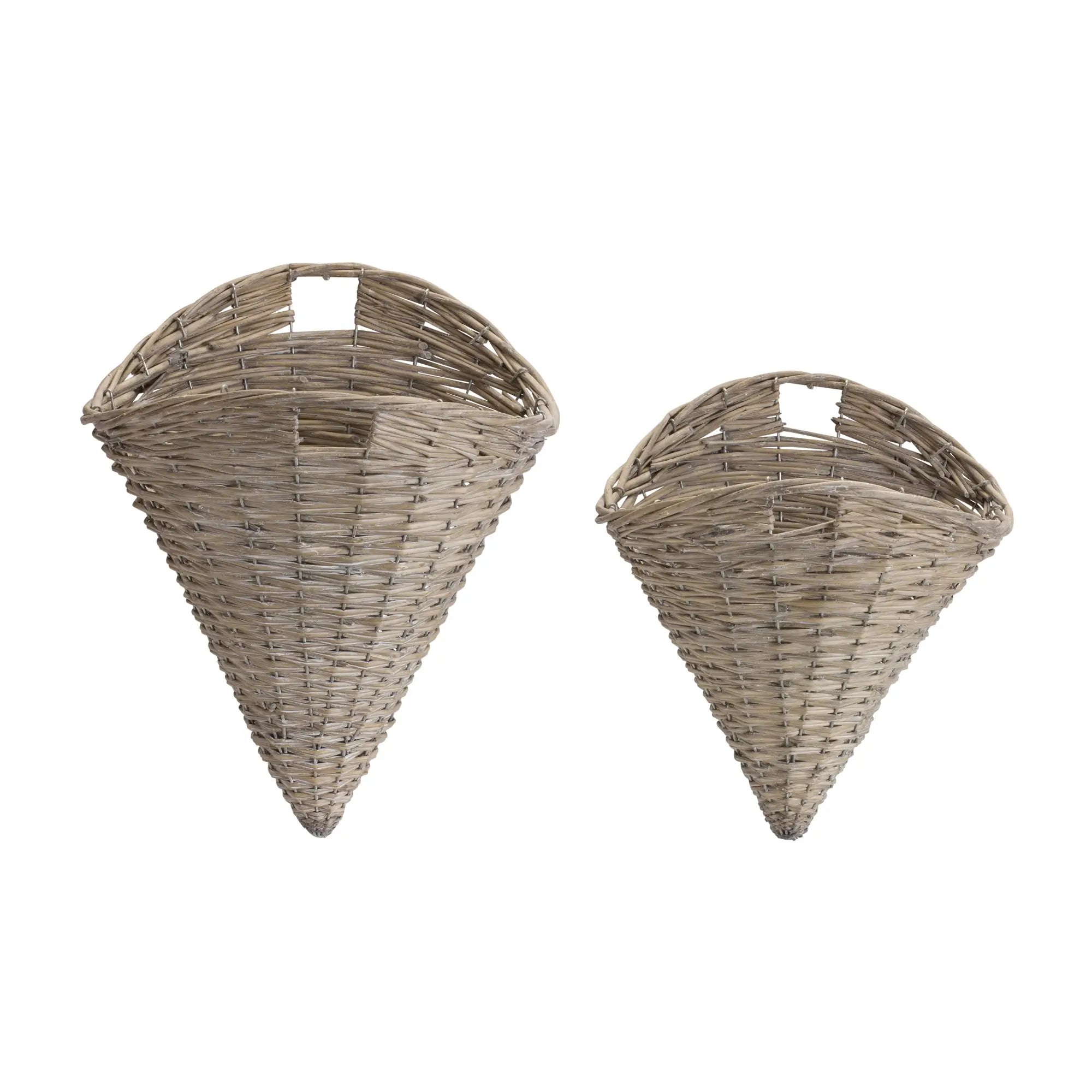 Grey Woven Willow Wall Basket Set