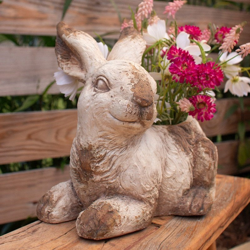 Faux Concrete Rabbit Planter