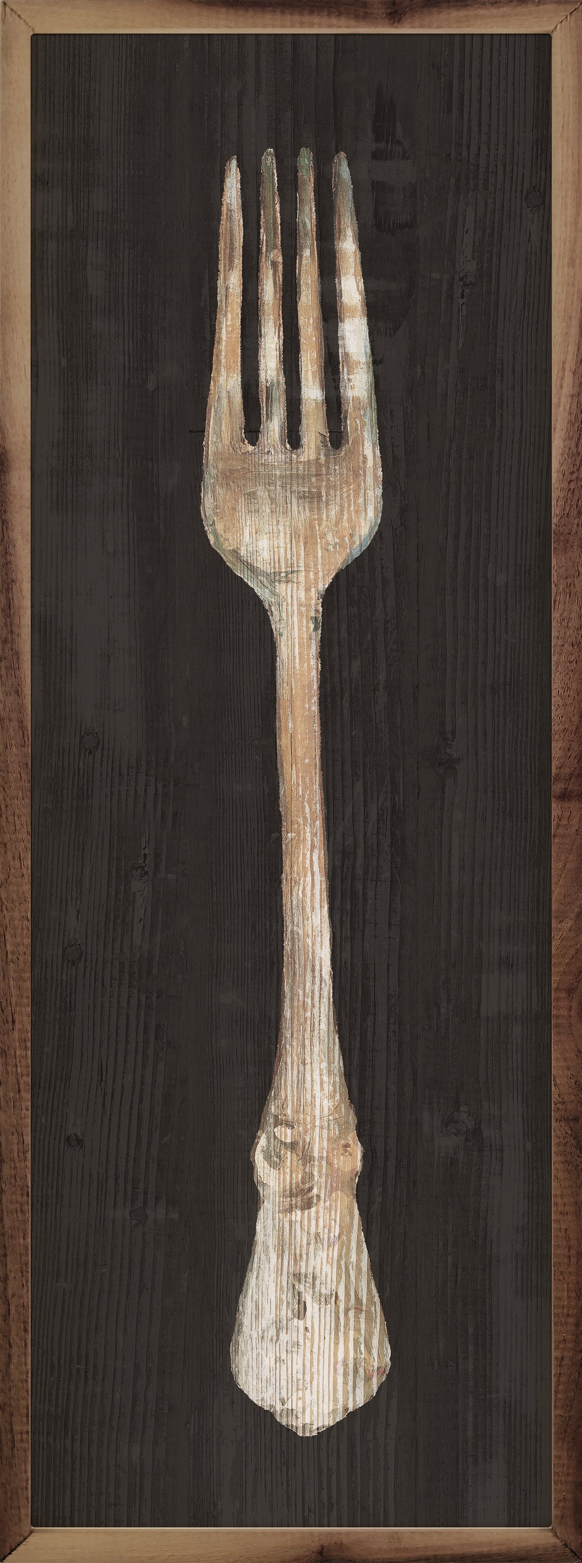 Setting The Table Fork Wood Framed Print