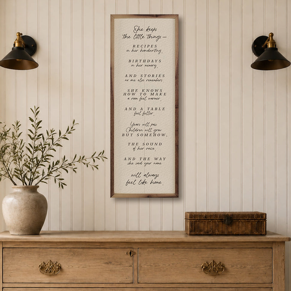 She Keeps The Little Things Wood Framed Print