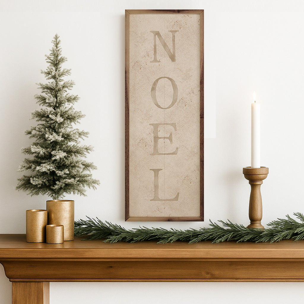 Vintage Noel Wood Framed Print