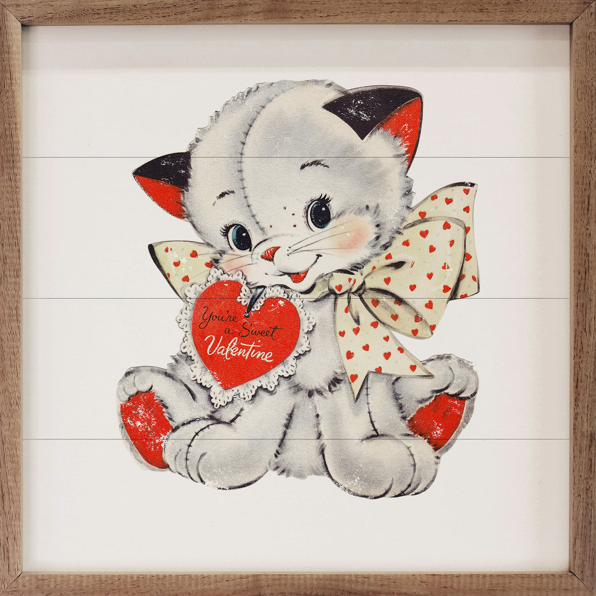 Sweet Valentine Cat Wood Framed Print