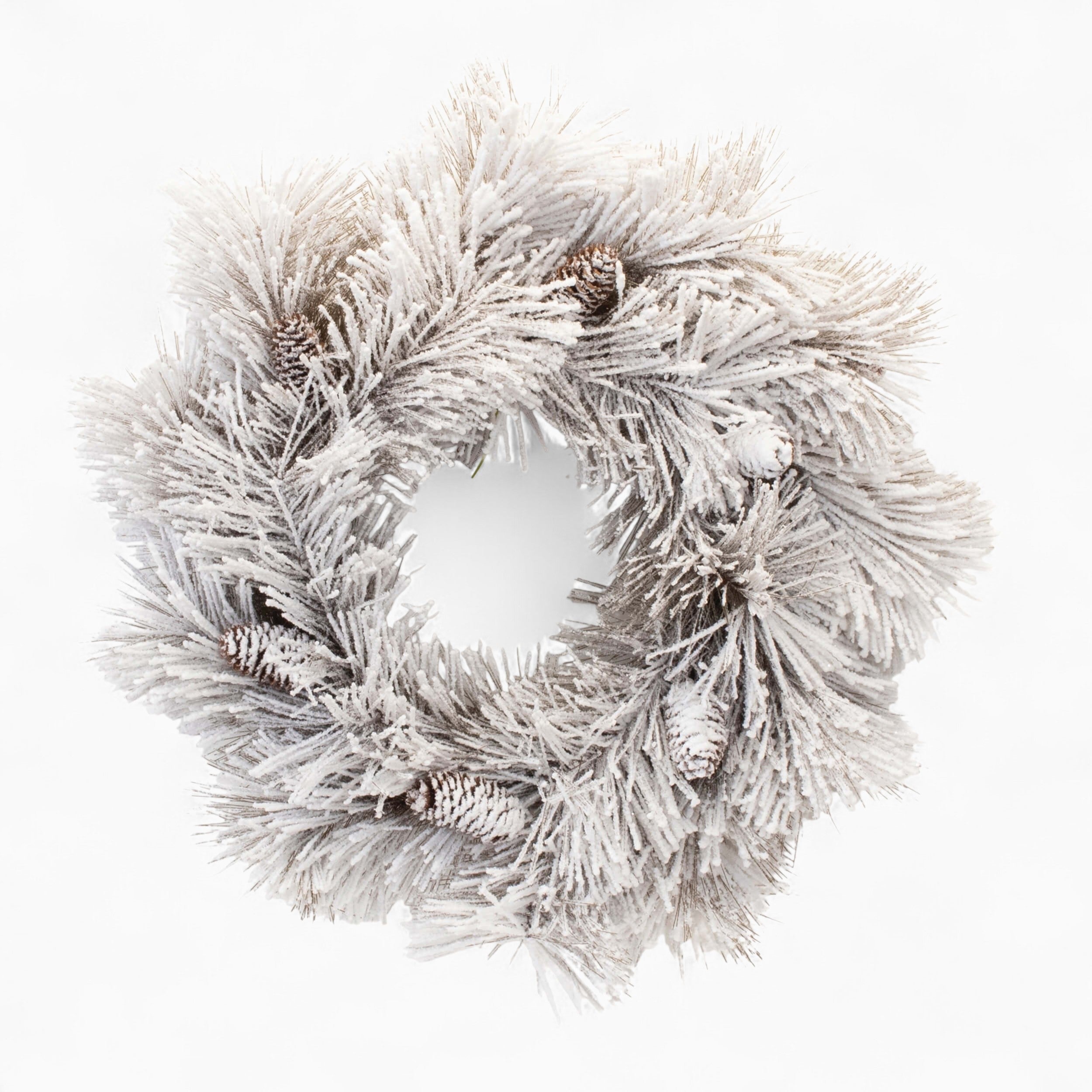 Flocked Long Needle Pine Wreath