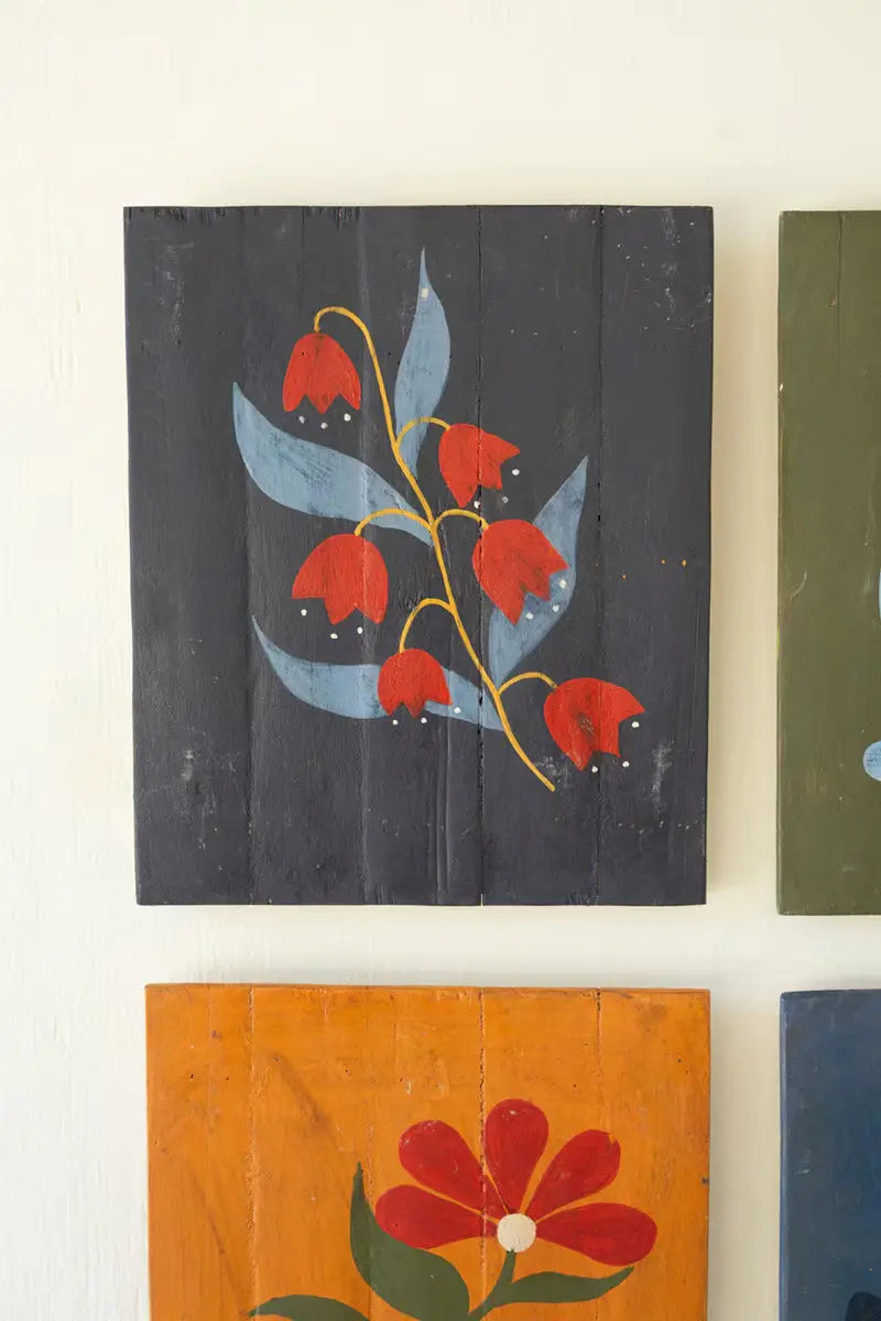 Hand Painted Florals On Recycled Wood