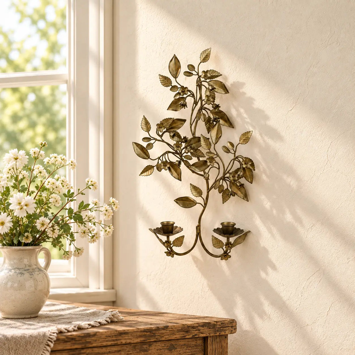 Metal Floral Taper Sconce