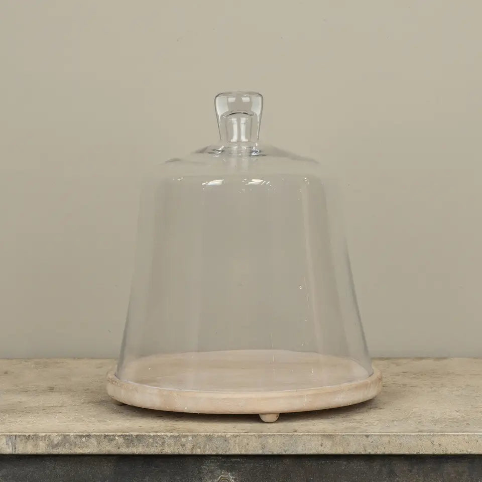 Wood Base Glass Cloche