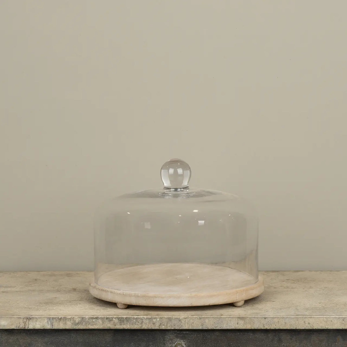 Glass Cloche With Wood Base