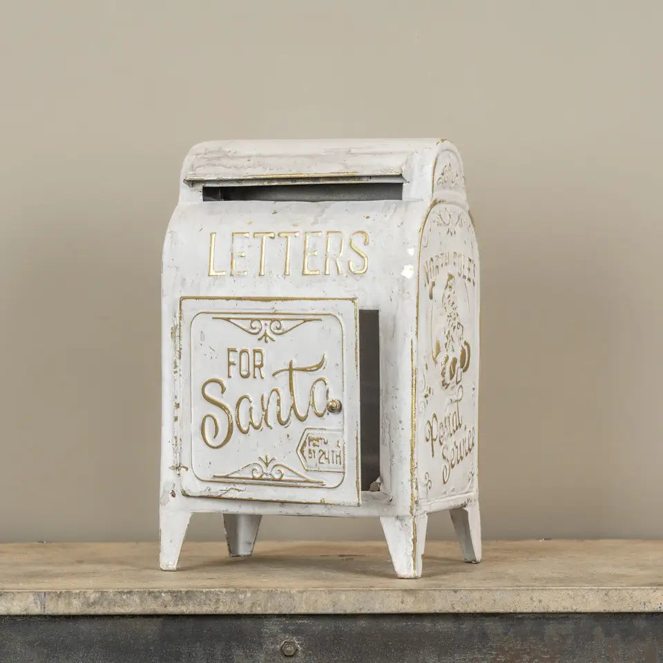 Gold & White Letters To Santa Mailbox