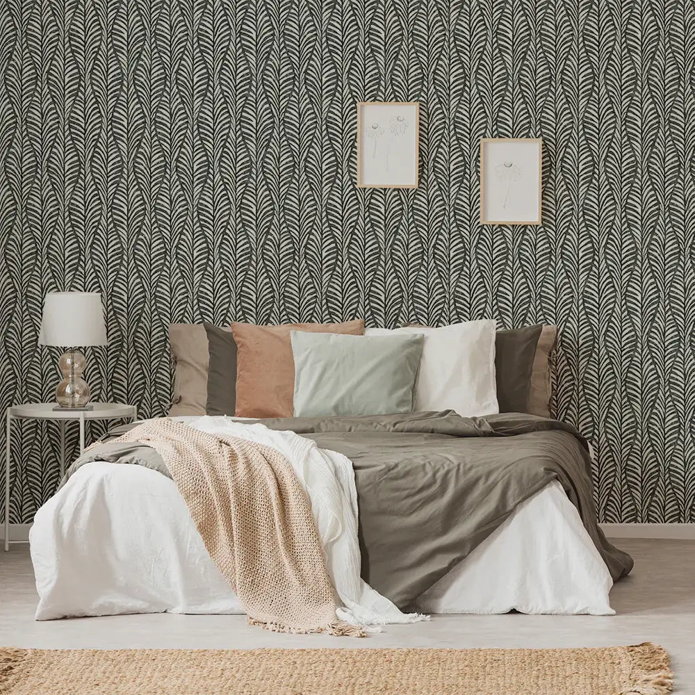 Block Print Leaves Peel & Stick Wallpaper