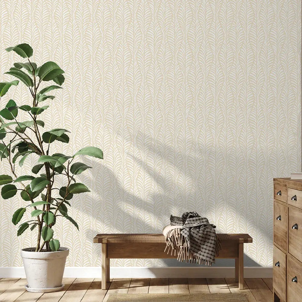 Block Print Leaves Peel & Stick Wallpaper