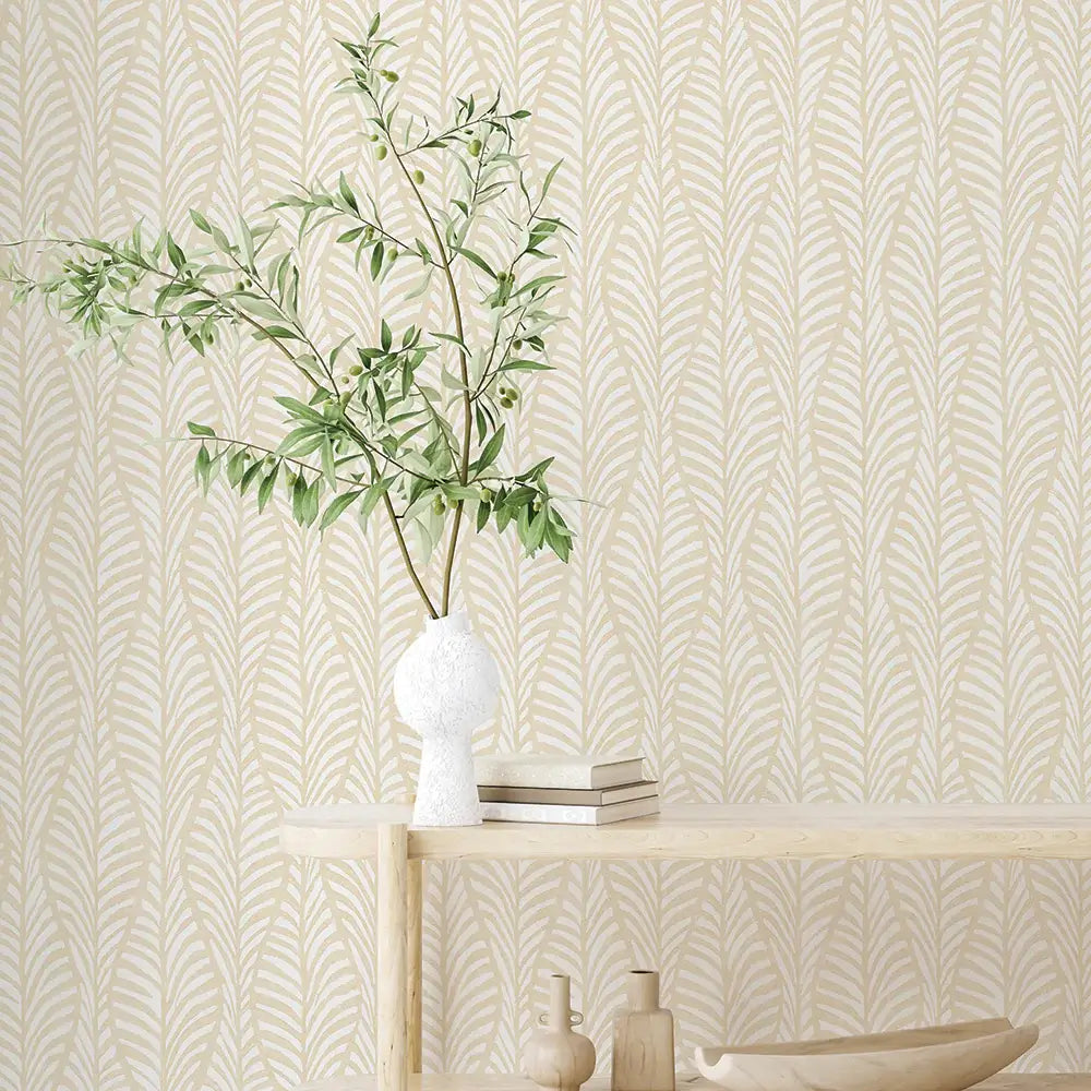 Block Print Leaves Peel & Stick Wallpaper