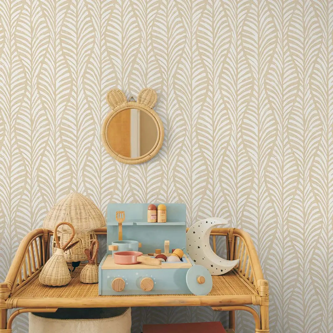 Block Print Leaves Peel & Stick Wallpaper