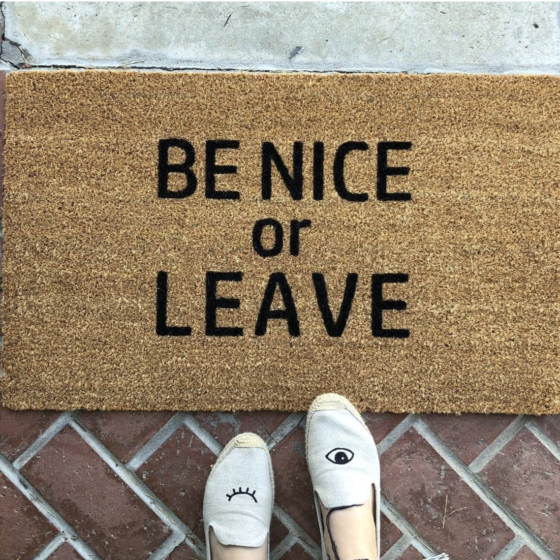 Be Nice Or Leave Funny Door Mat