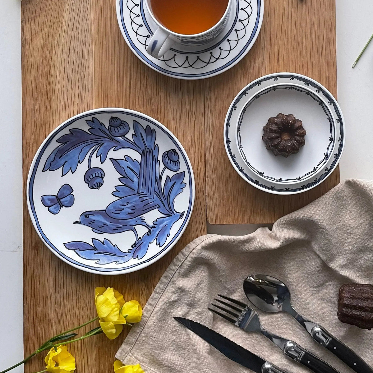 Heritage Blue Bird 7" Appetizer Plate Set
