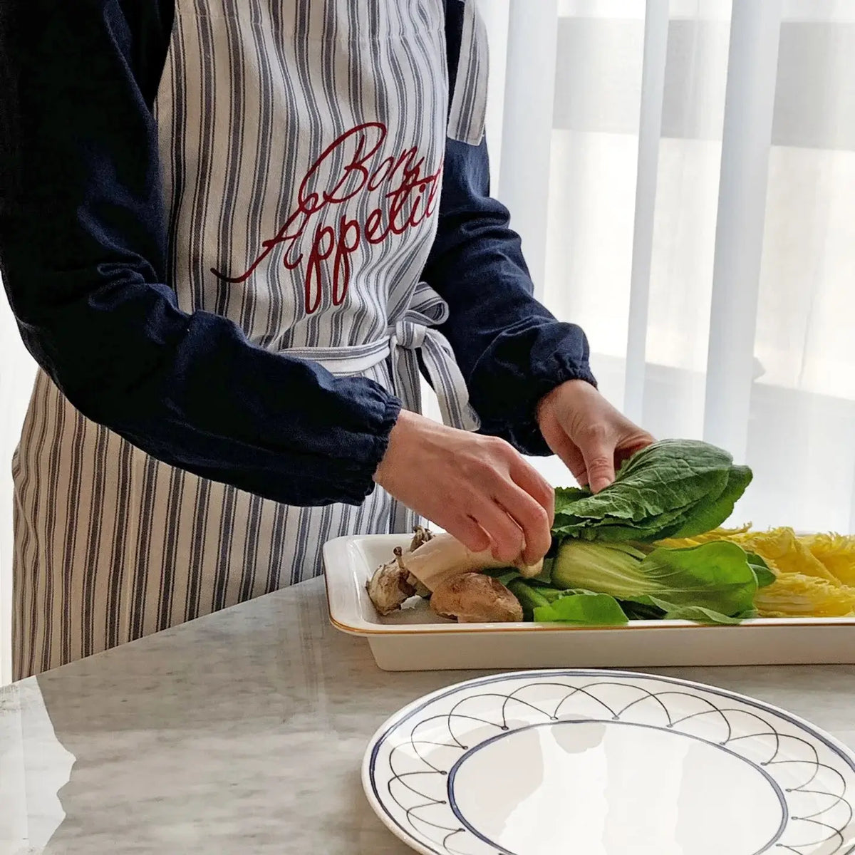 Blue Stripe Bib Apron