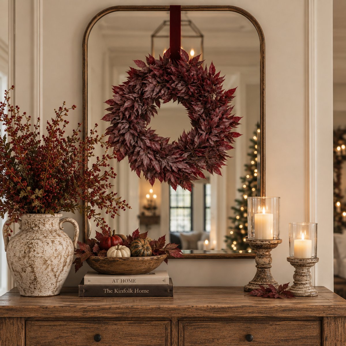 Burgundy Spikenard Leaf Wreath