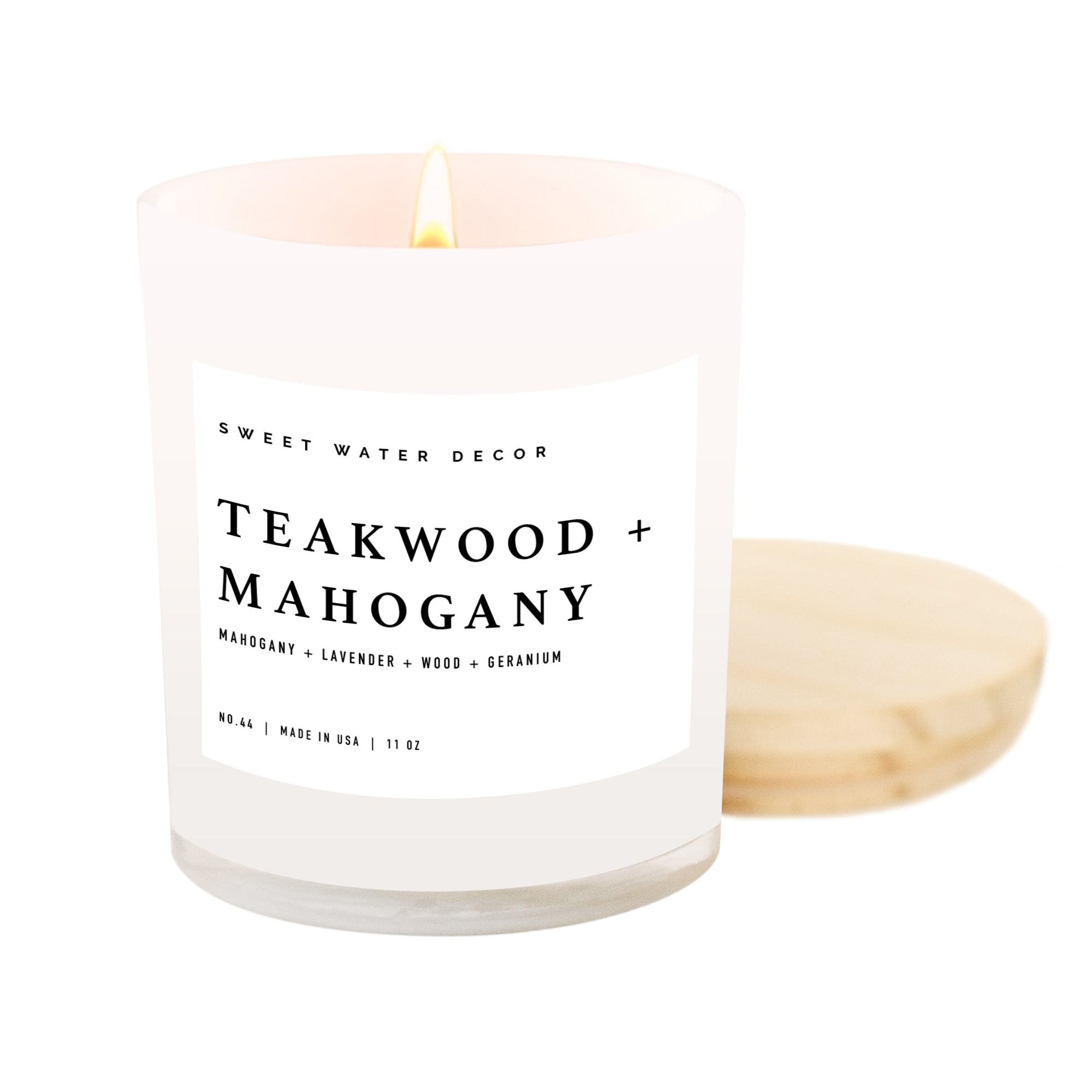 Teakwood and Mahogany White Jar Candle