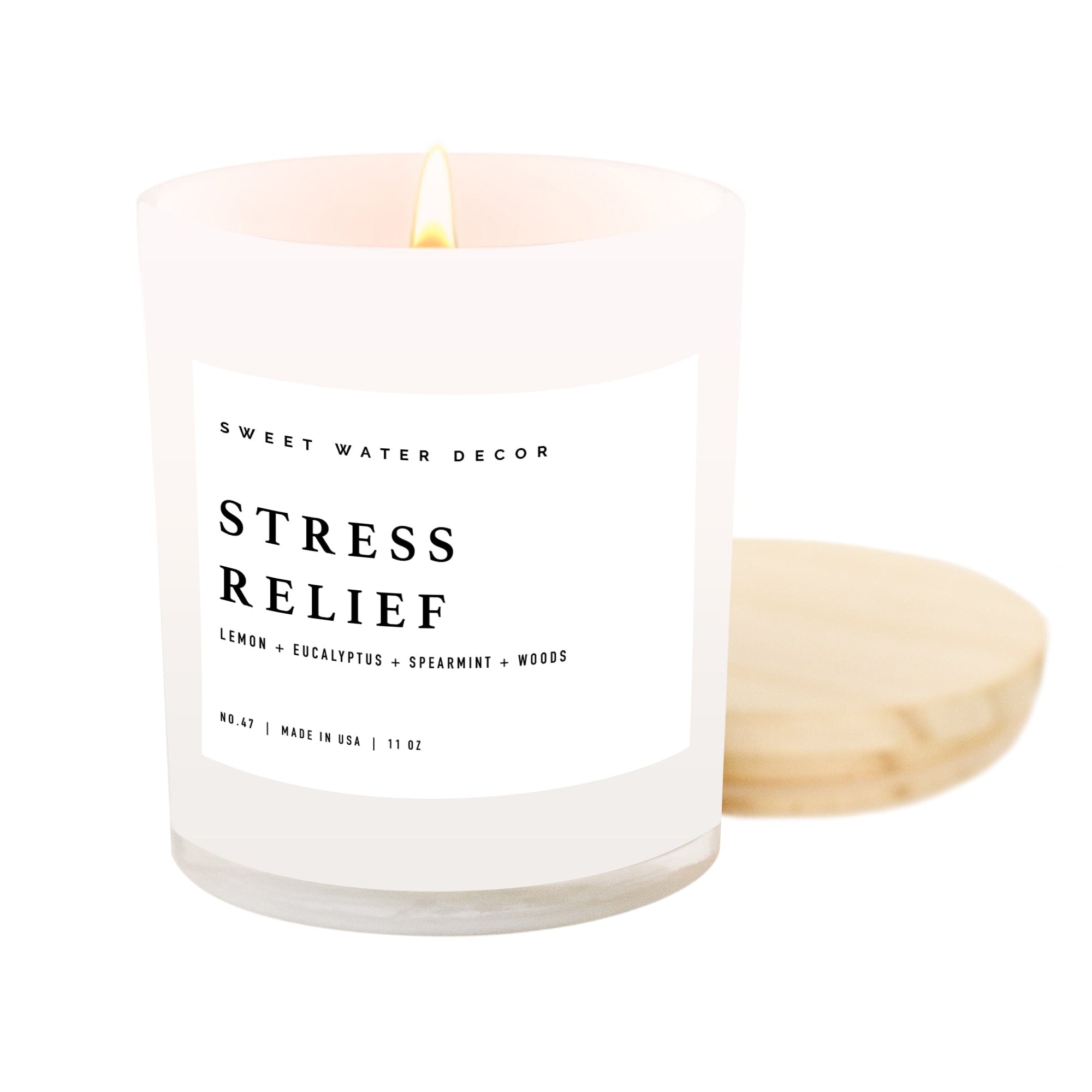Stress Relief White Jar Candle