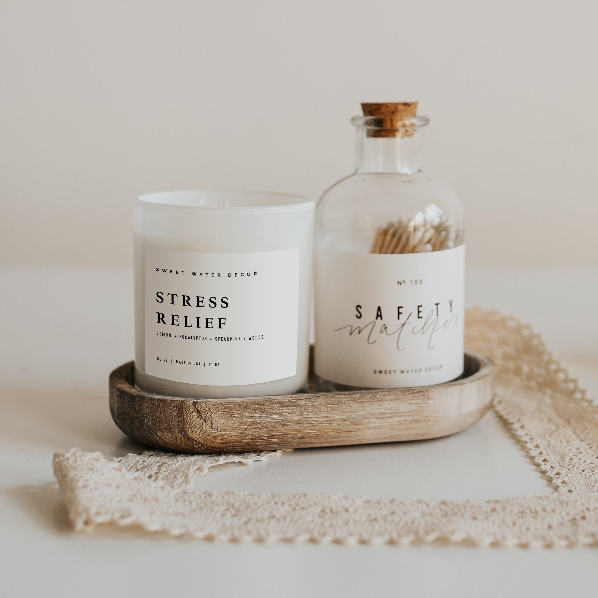 Stress Relief White Jar Candle