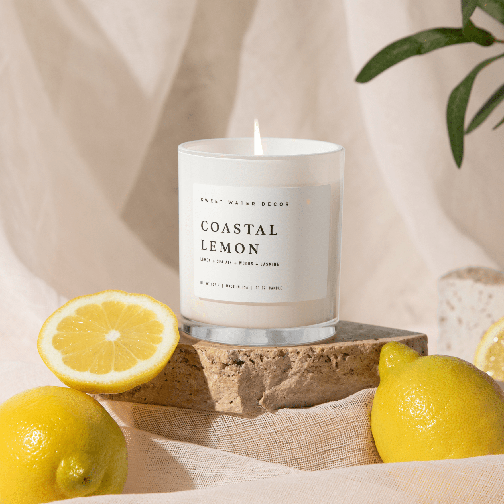 Coastal Lemon White Jar Candle
