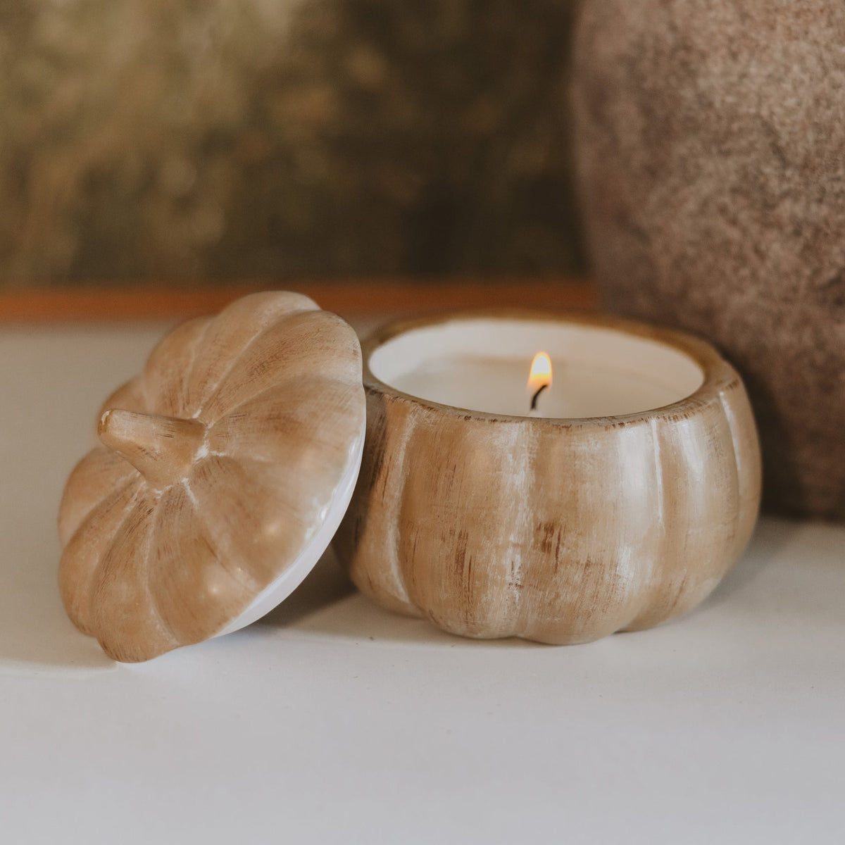 Pumpkin Spice Ceramic Pumpkin Jar Candle