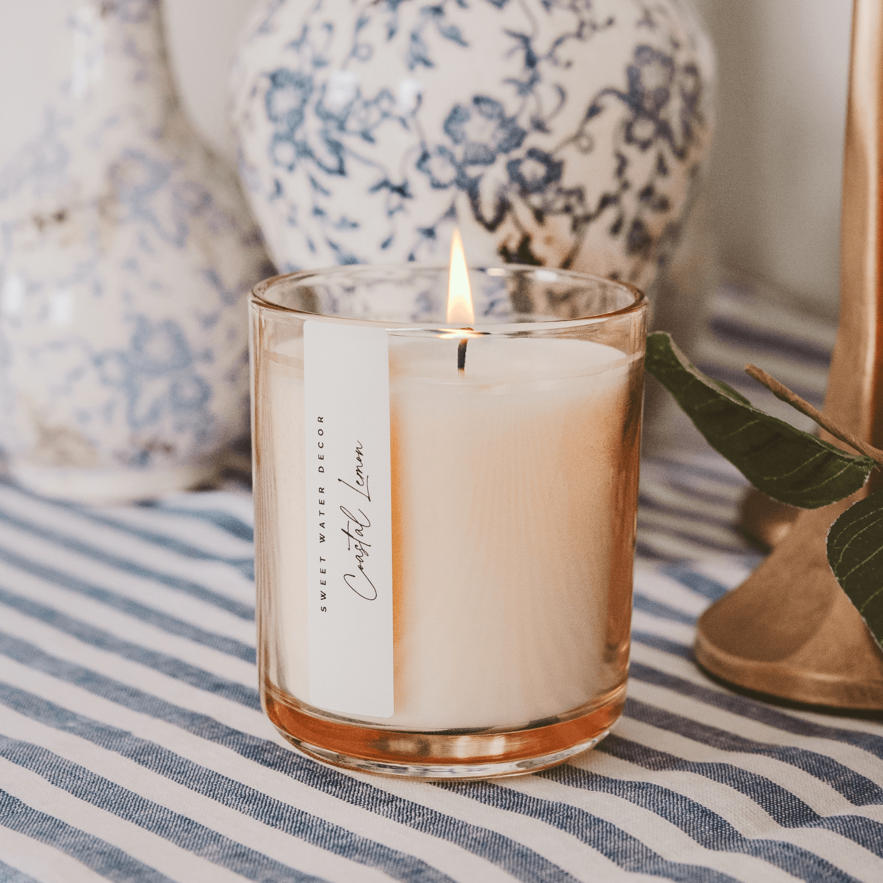 Coastal Lemon Tinted Glass Jar Candle