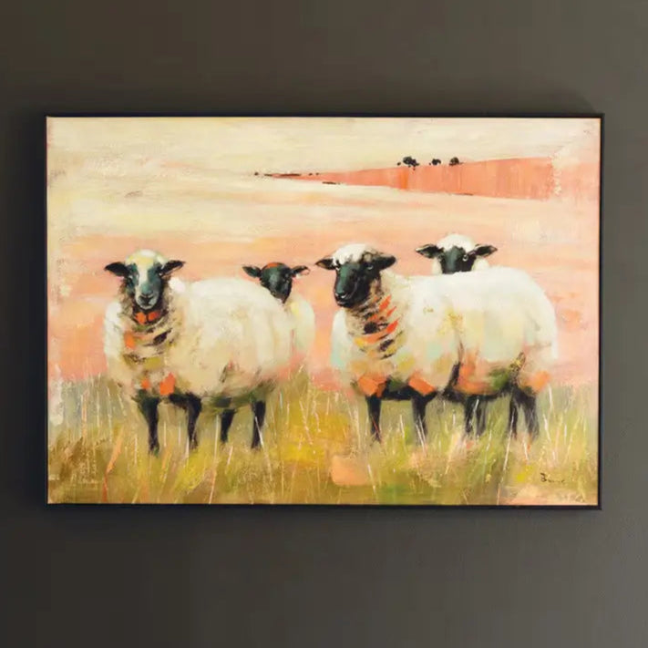 Framed Sheep Painting