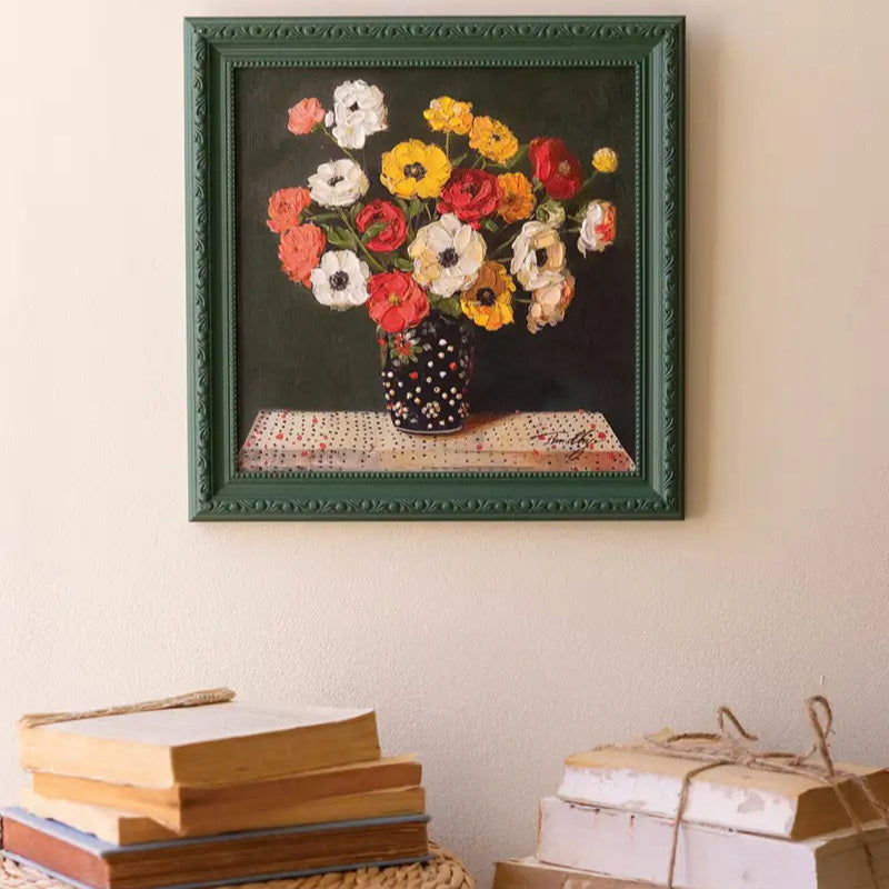 Green Framed Still Life Painting