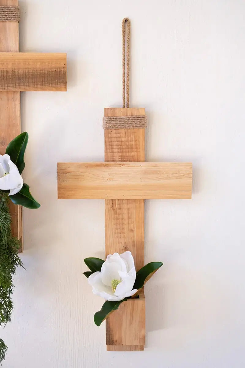 Recycled Pine Cross Wall Planter Set