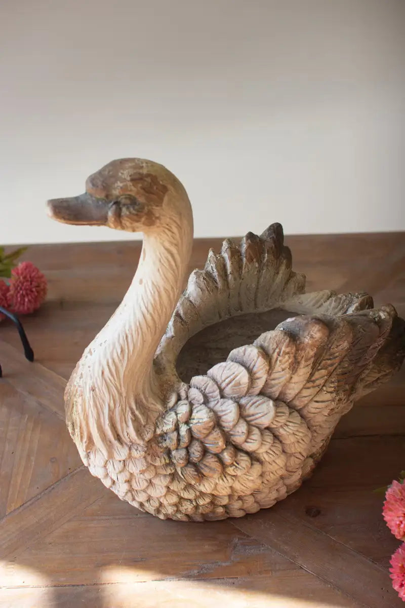 Faux Concrete Swan Planter