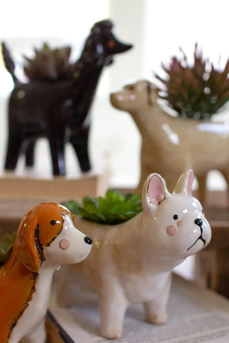 Ceramic Dog Planter Set