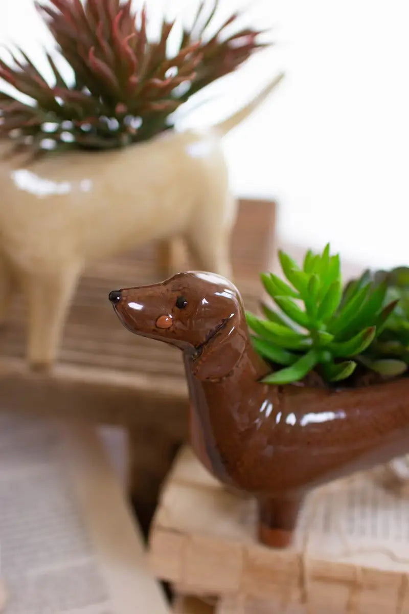 Ceramic Dog Planter Set