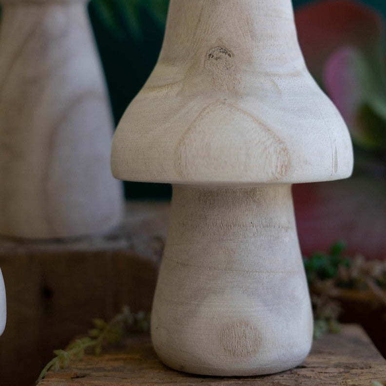 Natural Wood Mushrooms Set