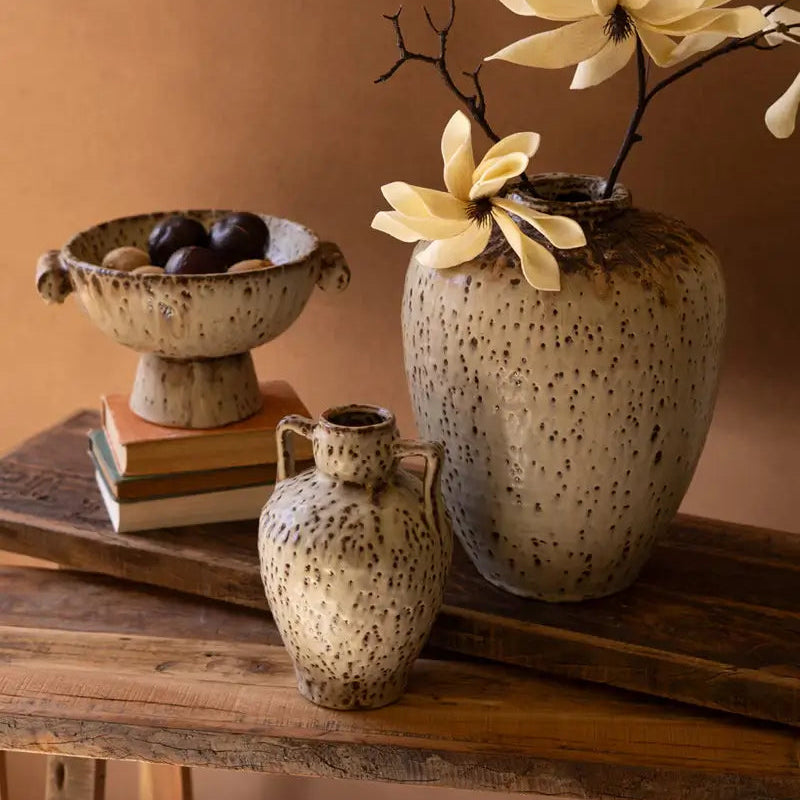 Rustic Two Handle Ceramic Urn