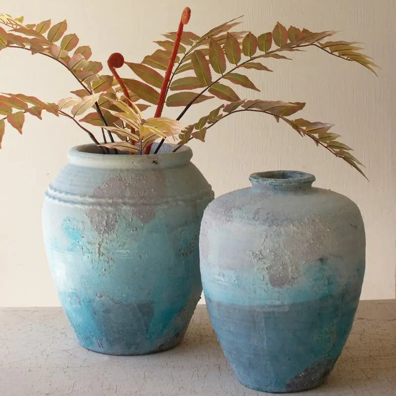 Antique Blue Ceramic Urn