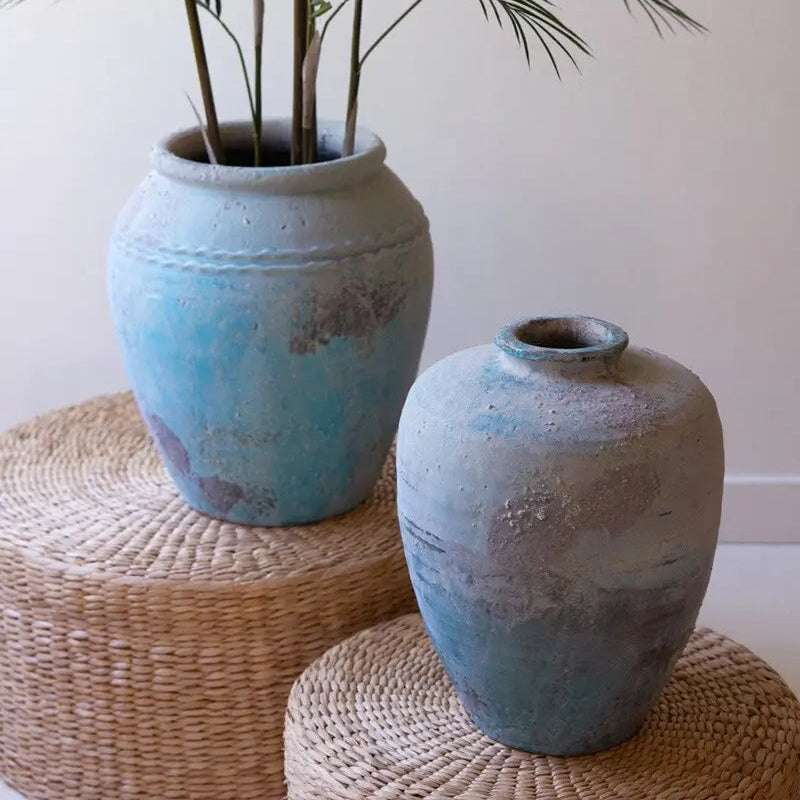 Antique Blue Ceramic Urn