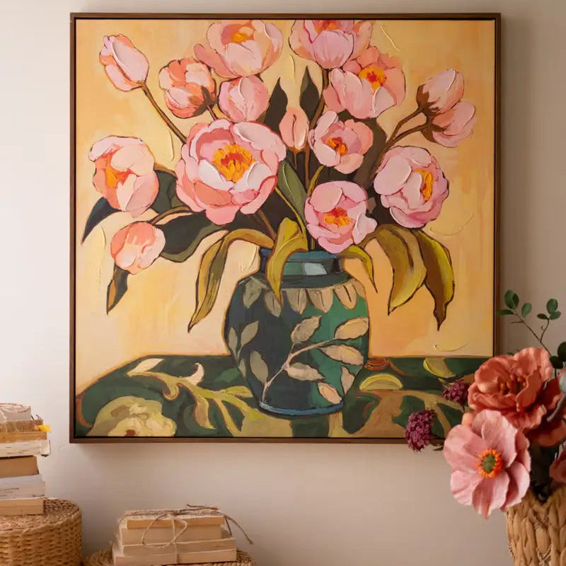 Framed Peonies & Vase Painting