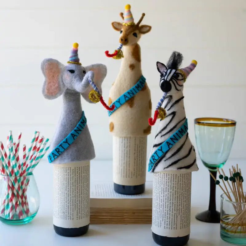 Felt Party Animal Bottle Topper Set