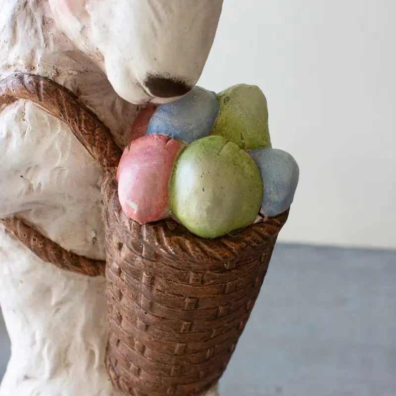 Resin Easter Bunny With Basket of Eggs