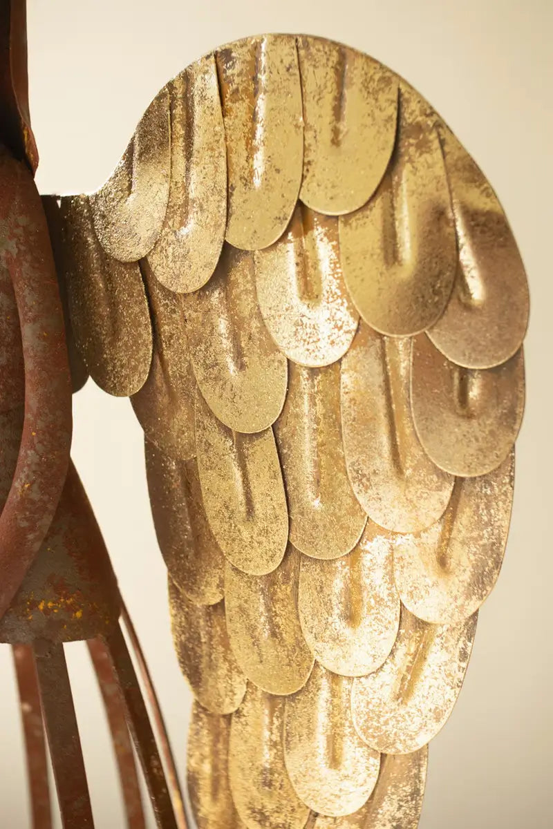 Rustic Metal & Gold Painted Christmas Angel Luminary