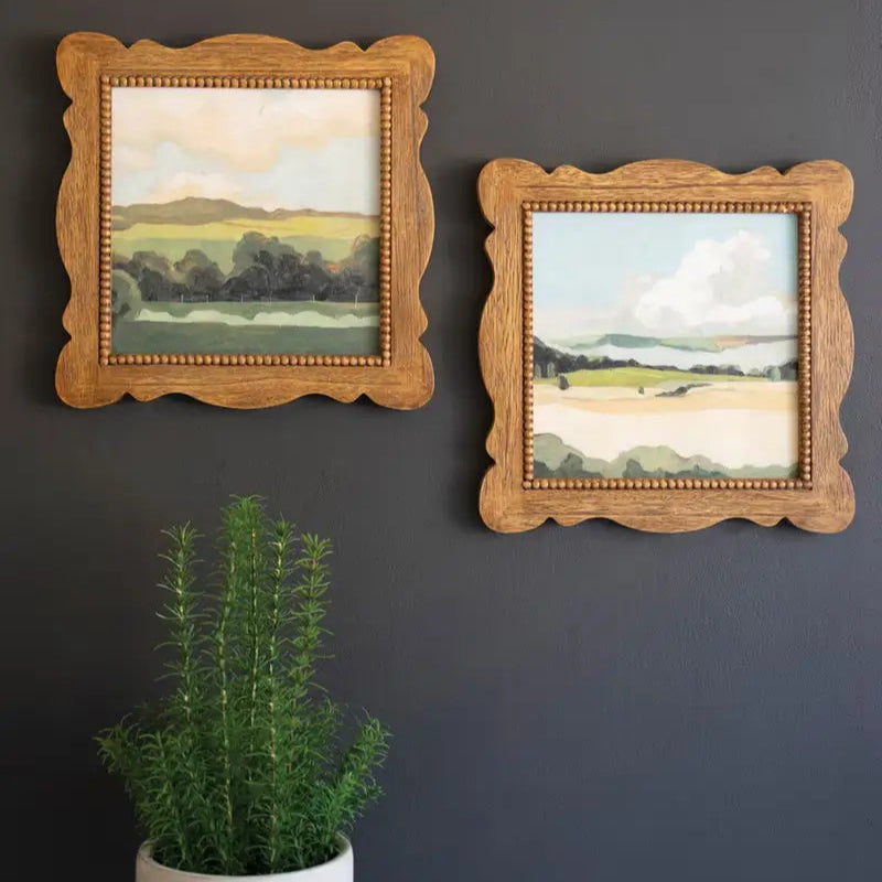 Natural Wood Framed Landscape Print Set