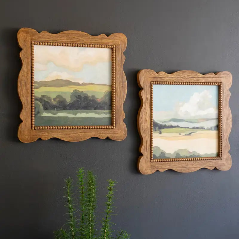 Natural Wood Framed Landscape Print Set