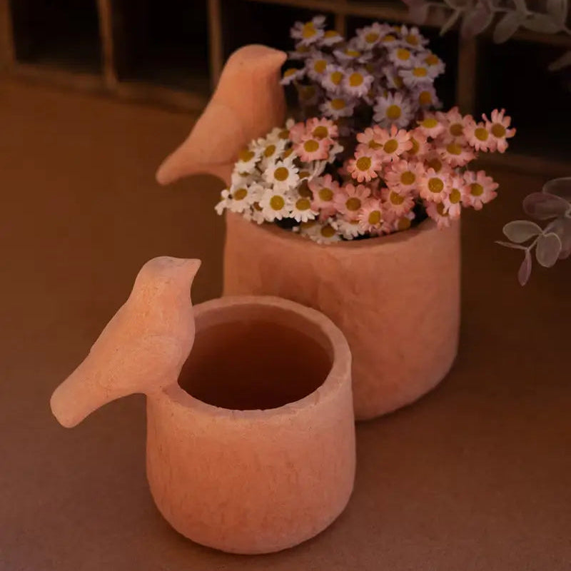 Concrete Bird Planter Set