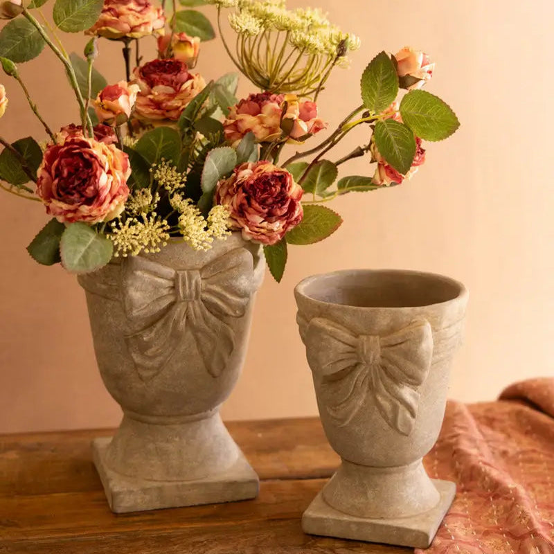 Concrete Bow Detail Urn Set