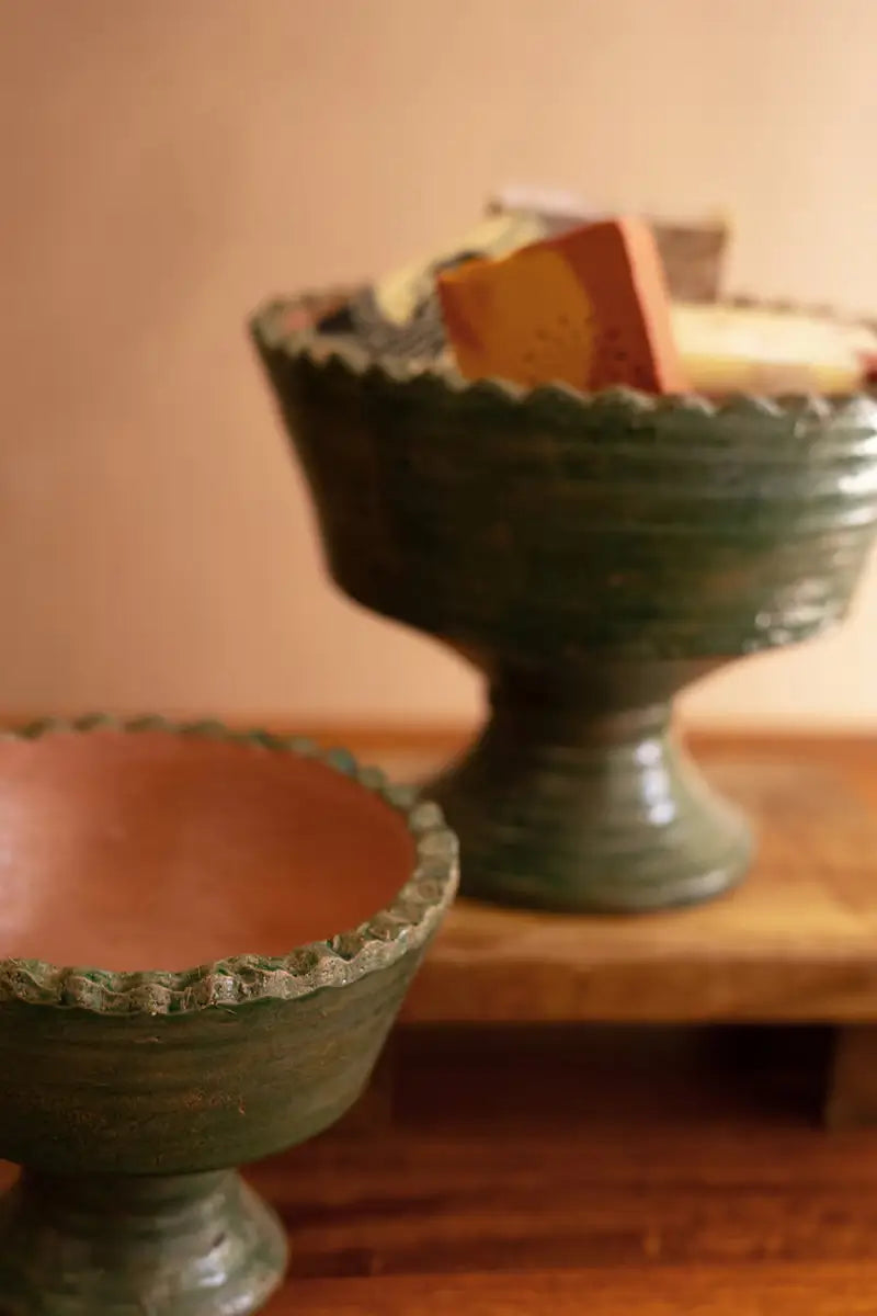 Green & Terracotta Clay Compote Set