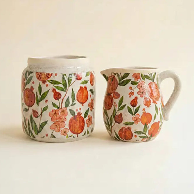 Pomegranate Cement Pitcher & Planter Set