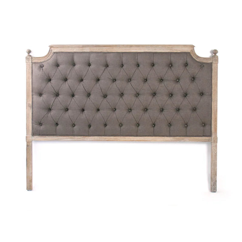 Aubergine Linen Louis Tufted Queen Headboard