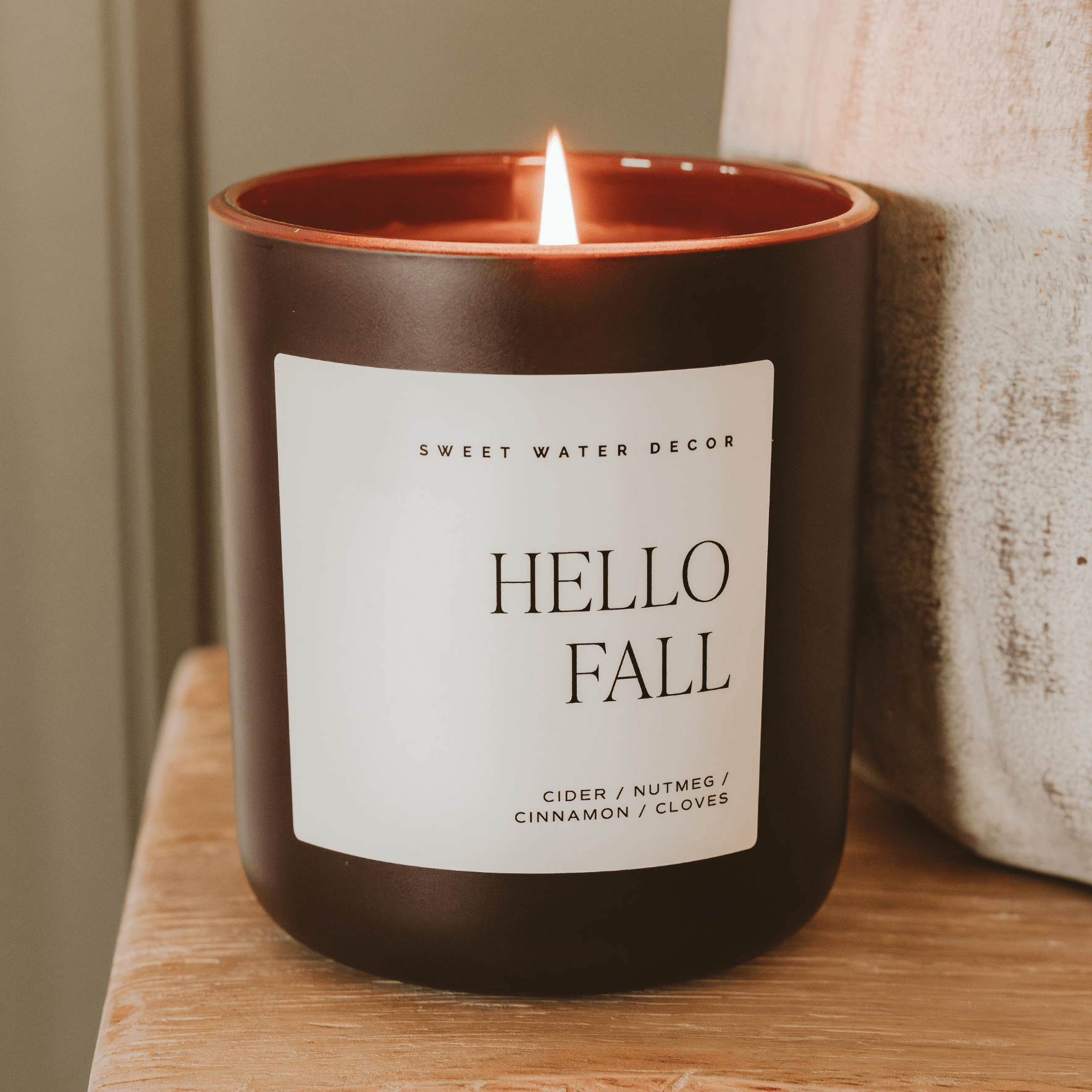 Hello Fall Brown Matte Jar Candle