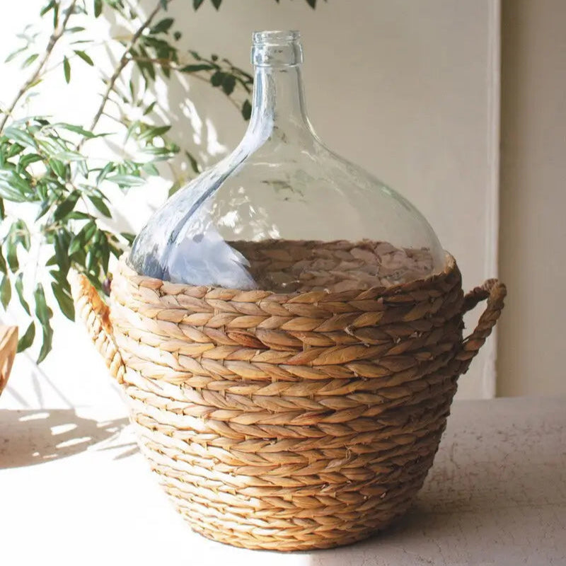 Water Hyacinth Wrapped Glass Wine Damigiana