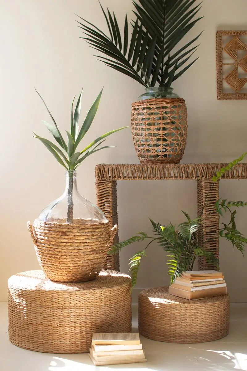 Water Hyacinth Wrapped Glass Wine Damigiana